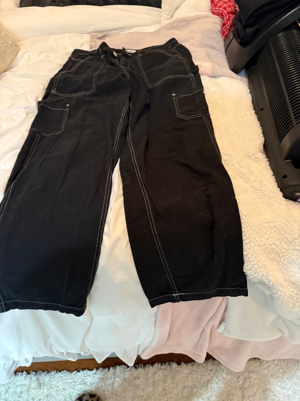 Garage Black Men's Cargo Pants with Contrast Stitching